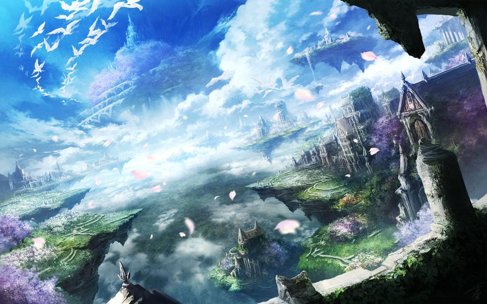 1920x1200 Anime 1920x1200 anime sky city landscape fantasy art floating island