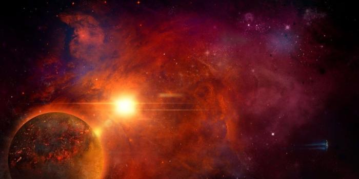 1440x900 Spaceship flying away from the orange nebula 1080p fantasy desktop