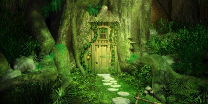 1024x768 Magic House In The Woods wallpaper