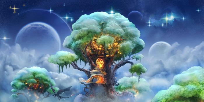 2300x1211 Fantasy Tree Art Magic Desktop Wallpaper