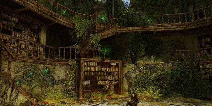1095x730 Old Magic Library Wallpaper | Old Ruined Library I by Nerevarinne on