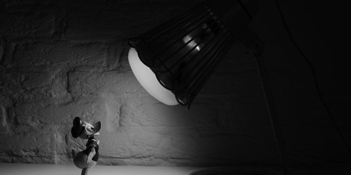 4912x3240 Grayscale Photography of Donald Duck in Front of Lamp · Free Stock Photo
