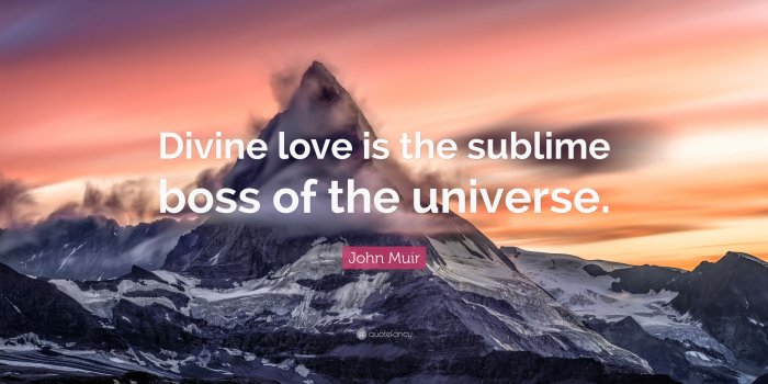 3840x2160 John Muir Quote: “Divine love is the sublime boss of the universe