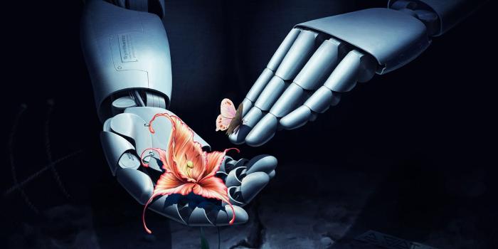 1920x1359 robot-3d-arm-butterfly-flower-life-digital-art-shadow-hd-wallpaper