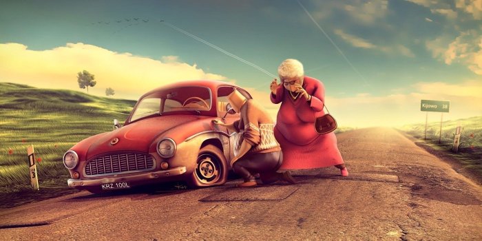 1920x1201 3d Cartoon Wallpaper Funny Stoped Car Desktop Wallpapers - Laptop