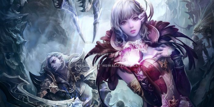 2560x1440 aion man girl woman pink knight fantasy boy