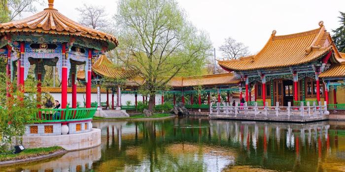 1332x850 Wallpaper pond, Park, tree, Switzerland, gazebo, Switzerland, Zurich