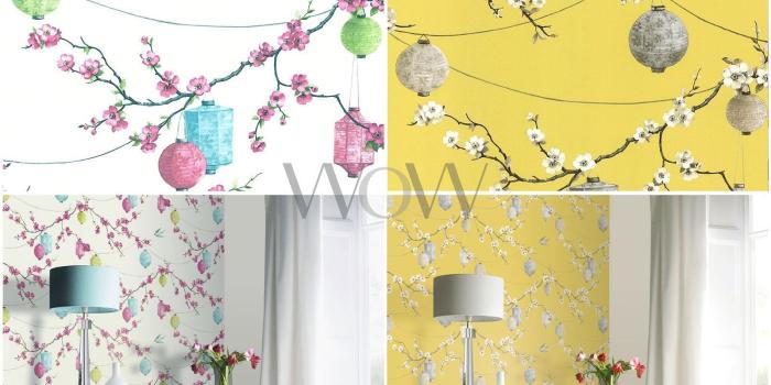 1600x1600 Details about ARTHOUSE CHINESE GARDEN WALLPAPER BLOSSOM TRAILS LANTERNS -  YELLOW & PINK/CREAM