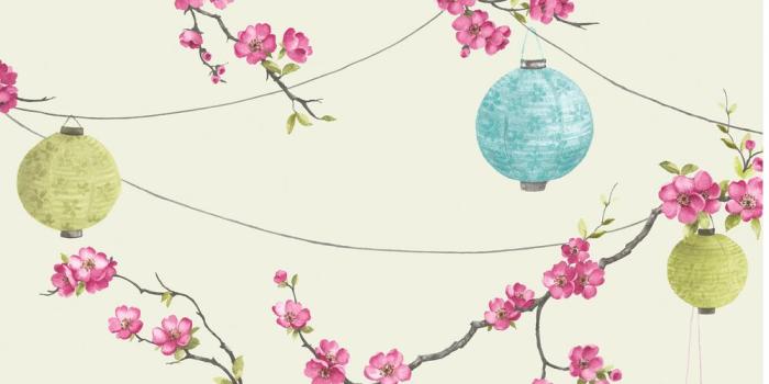 1000x1000 Chinese Garden Pink Wallpaper