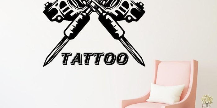 1000x1000 Tattoo Wall Decal Tattoo Machine Shop Studio Salon Emblem Door Window Decor  Wall Sticker Poster Wallpaper