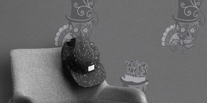 1000x1000 Sugar Skull Pattern Wallpaper Rose Flower Motif Metallic Glitter 308938