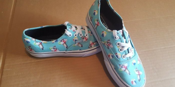 1600x900 Vans Pool Vibes Cats Aqua Sea True White Lace up Mens 4 Womens 5.5.