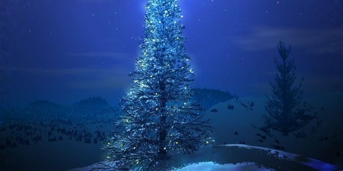 1024x768 Blue Christmas tree Wallpaper - SaversPlanet.com