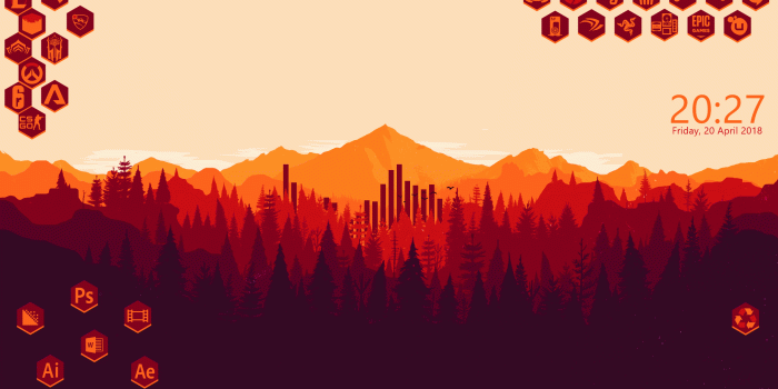 1920x1080 Firewatch themed desktop with custom icons(rainmeter) : desktops