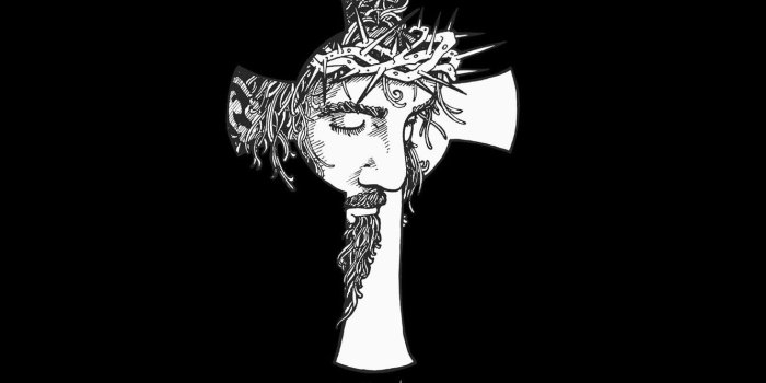 1332x850 Wallpaper desktop, wallpaper, black, cross, rendering, God, Christ