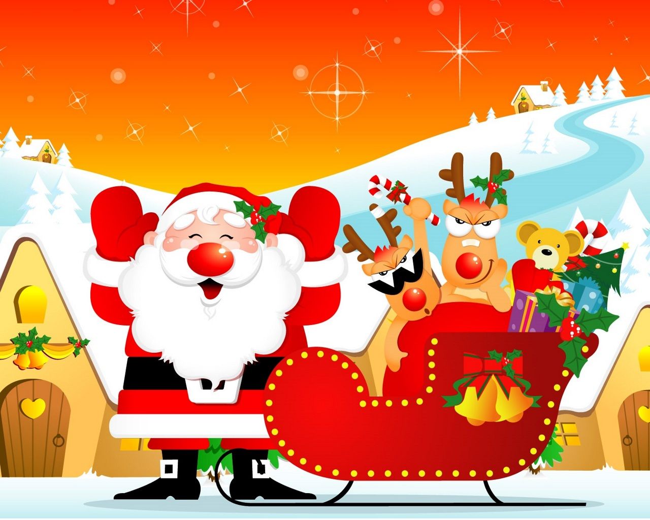 1280x1024 Merry Christmas Cute Santa Wallpaper - HD Wallpapers