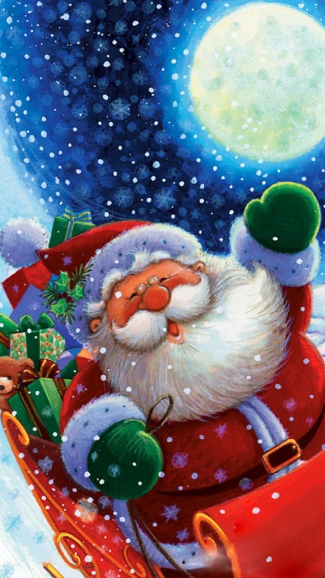 1080x1920 Galaxy Note HD Wallpapers: Cute Santa Claus Christmas Illustration