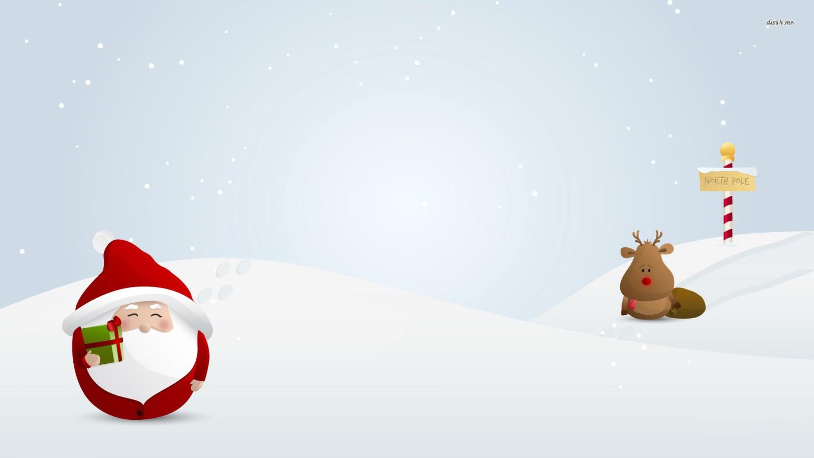 1920x1080 Cute Santa and Rudolph at the North Pole wallpaper - Holiday