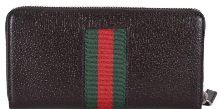 1253x1253 Gucci 408831 Brown Leather Red Green Web Stripe Zip Around Wallet Clutch -  7.5