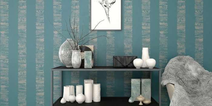 1425x1425 Turquoise Boutique Mara Stripe Wallpaper - House of Fraser