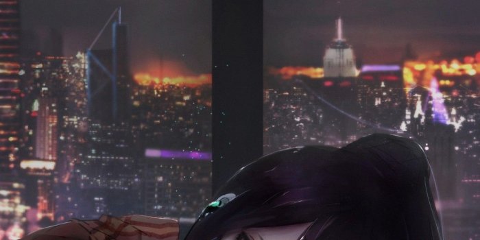 1125x2436 Download 1125x2436 Anime Girl, Depressed, Cityscape, Music, Scarf