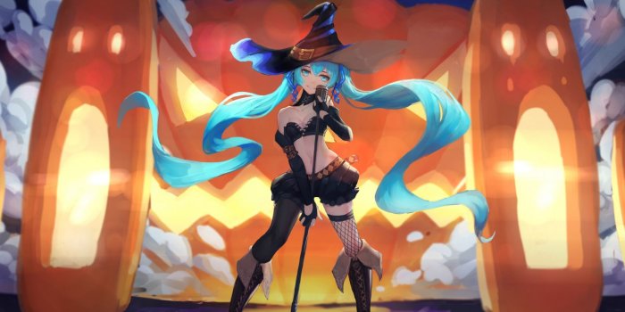 1920x1080 1920x1080 wallpaper Halloween, anime girl, Hatsune Miku, 4k