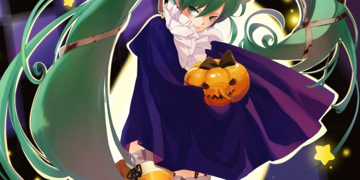 1332x850 Wallpaper stockings, Halloween, pumpkin, cloak, vocaloid, Halloween