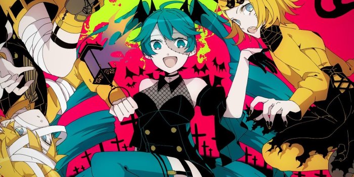 1332x850 Wallpaper anime, art, Vocaloid, Vocaloid, three, Halloween, Hatsune
