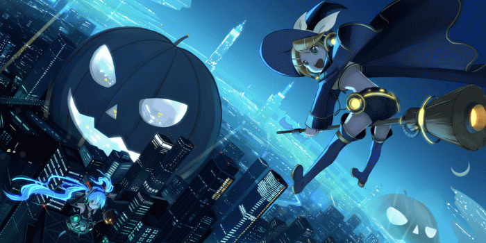 1600x900 Download 1600x900 Kagamine Rin, Hatsune Miku, Halloween, Pumpkin