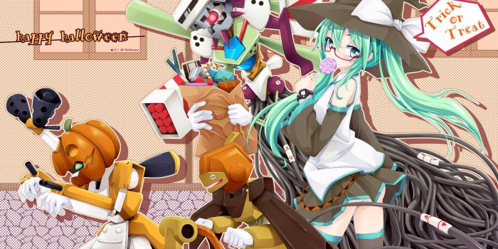 1920x1080 Download 1920x1080 Hatsune Miku, Halloween, Candy, Gifts, Pumpkin