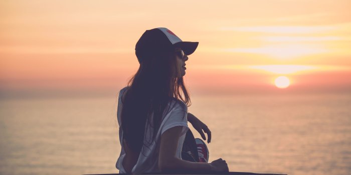 3831x2554 3355306 Girl, Skate, Sea, Sunset, Cap wallpaper and background