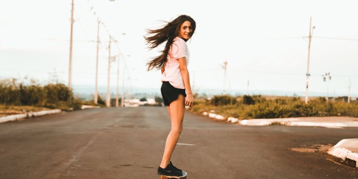 4966x3317 Woman Riding Skateboard At The Road - Free Stock Photo, Image