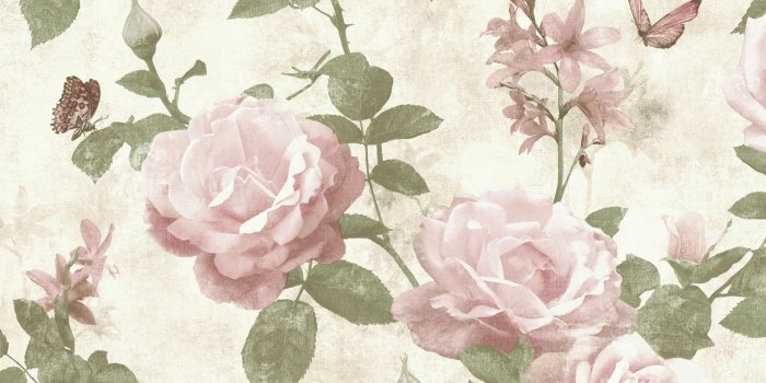 1600x1600 Details about Portfolio Vintage Rose Wallpaper Pink / Natural Rasch 215007