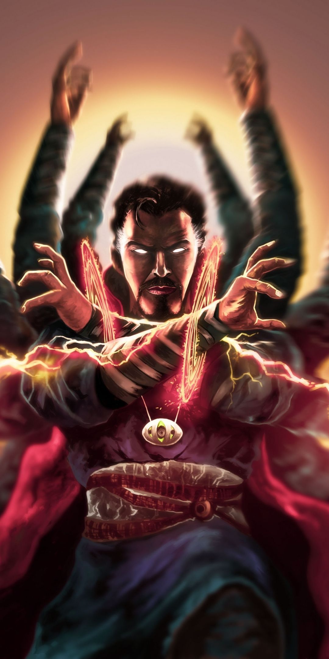 1080x2160 Doctor Strange, magic, multiple hands, artwork, 1080x2160 wallpaper