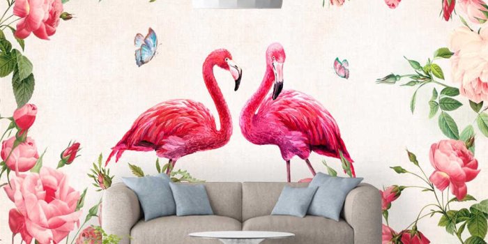 1000x800 Beibehang Custom wallpaper Nordic vintage rose flamingo TV couch background  Living room bedroom background walls 3d wallpaper