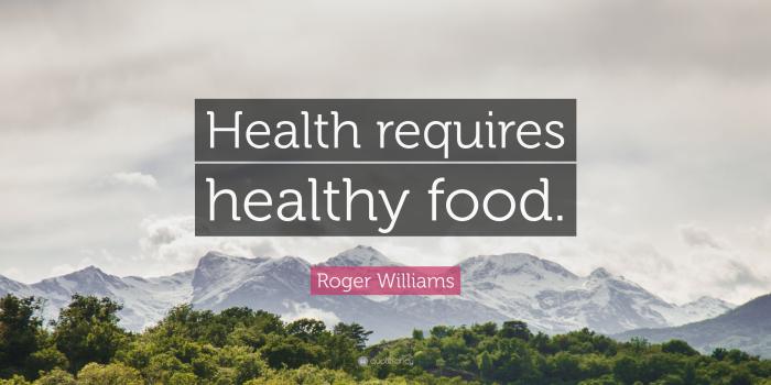 3840x2160 Roger Williams Quote: “Health requires healthy food.” (9 wallpapers