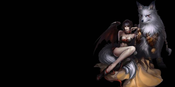 1332x850 Wallpaper girl, the game, wolf, art, pet images for desktop, section