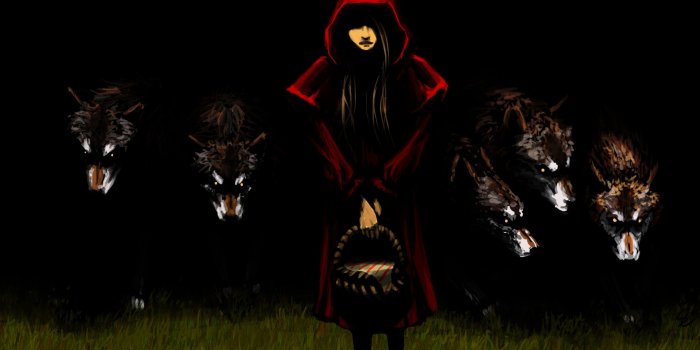 1920x1080 Download 1920x1080 Wallpaper Red Riding Hood, Girl, Wolf, Art, Full
