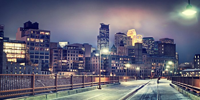 2560x1024 Free download Minneapolis Usa Bridge Winter Light Evening Hdr
