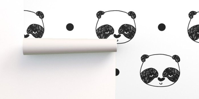 1024x1024 panda // black and white panda on Isobar by andrea_lauren | Roostery