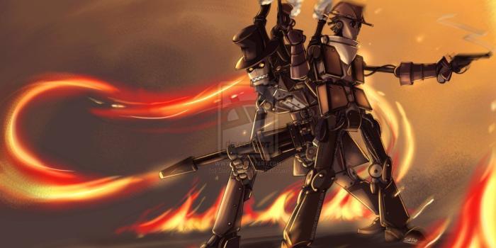 1153x692 TF2: Steampunk robot Pyro and Scout by DarkLitria | Steampunk