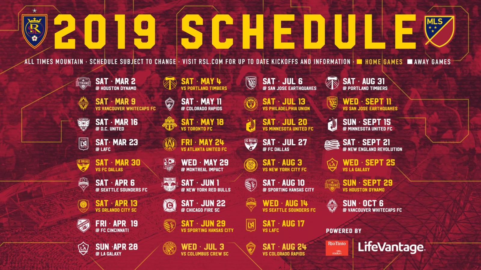 1920x1080 Real Salt Lake Announces 2019 MLS Regular Season Schedule | Real