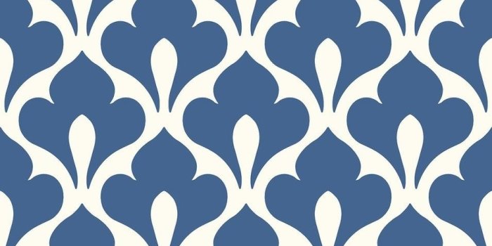 955x955 Grenada Fleur de lis/Retro Wallpaper, In Prussian Blue & White