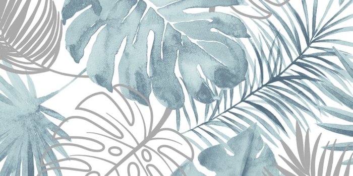 1000x1208 Tropical Leaves by Albany - Blue - Wallpaper - L60401