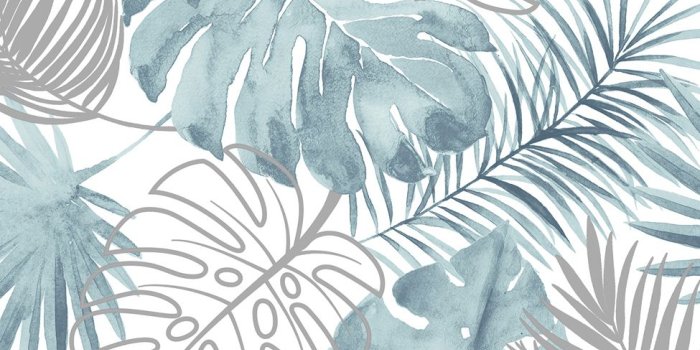 975x975 Ugepa Tropical Leaves Blue Wallpaper