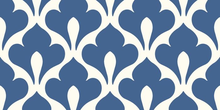 1000x1000 Grenada Retro Blue and White Fleur De Lis Wallpaper
