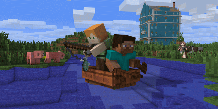 4096x2304 Fishing with Steve and Alex [4K] - Wallpapers and art - Mine-imator