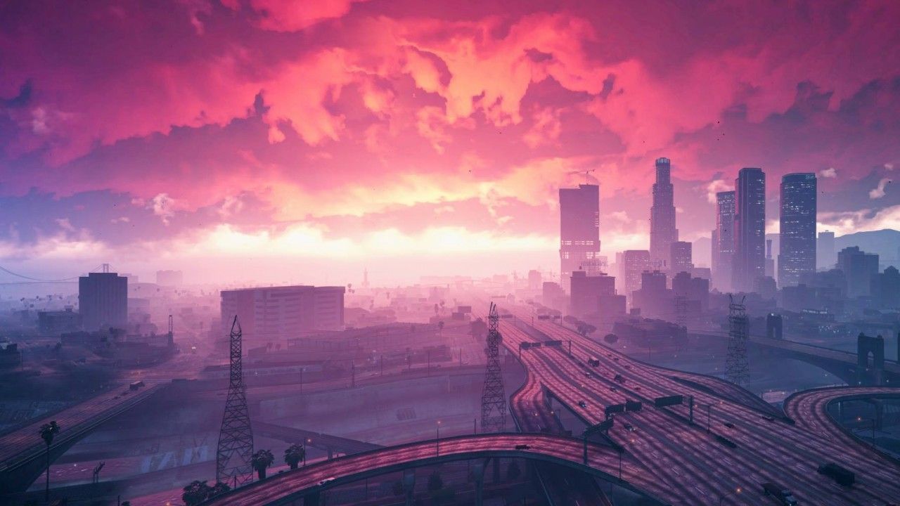 1280x720 Wallpaper Grand Theft Auto V, Sunset, City, HD, Games, #5980