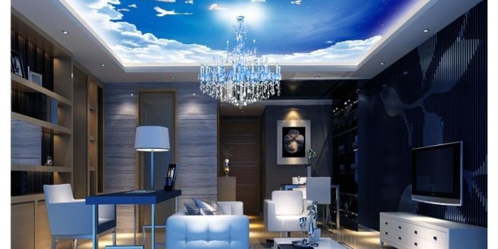 1000x787 US $20.2 |Custom 3d ceiling wallpaper Sky mural HD aesthetic romantic night  sky stars cloud bar living room ceiling mural decoration-in Wallpapers