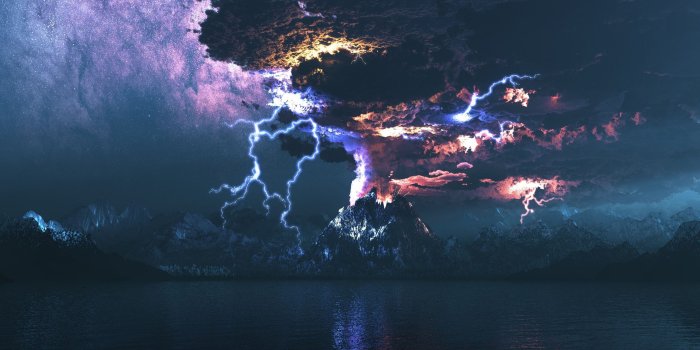 2560x1600 Volcano Eruption Lightning ❤ 4K HD Desktop Wallpaper for 4K Ultra